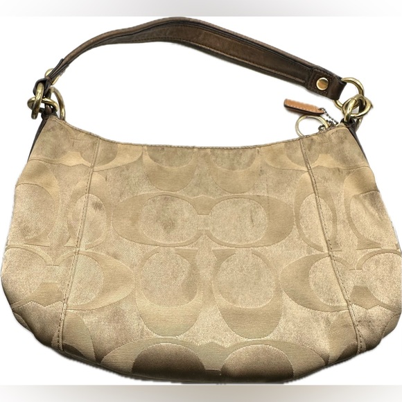 Coach Gold& Beige Poppy Bag-Very Used Preowned Vintage Condition, Pls see pics - Picture 2 of 11